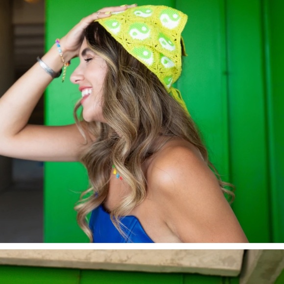 Free People Accessories - New🌟Free People-Green yin-yang crochet hair scarf